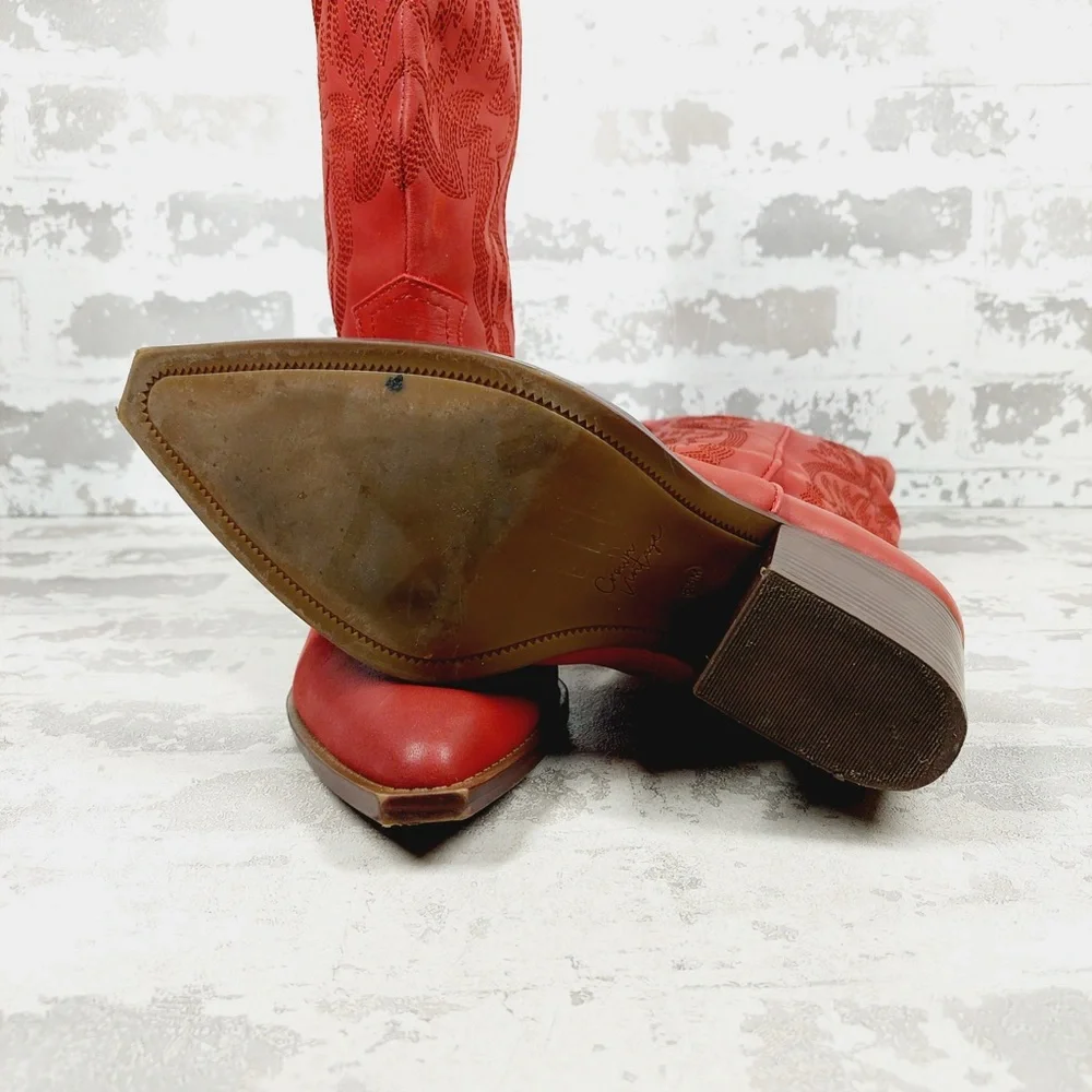 Crown Vintage Red Heeled Boots - Picture 9 of 15